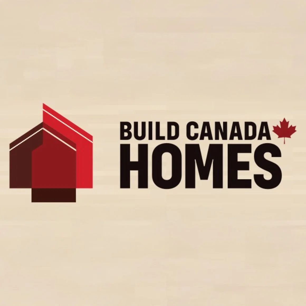 Logo with a stylized house in red and dark red, and the text 'Build Canada Homes' with a red maple leaf.