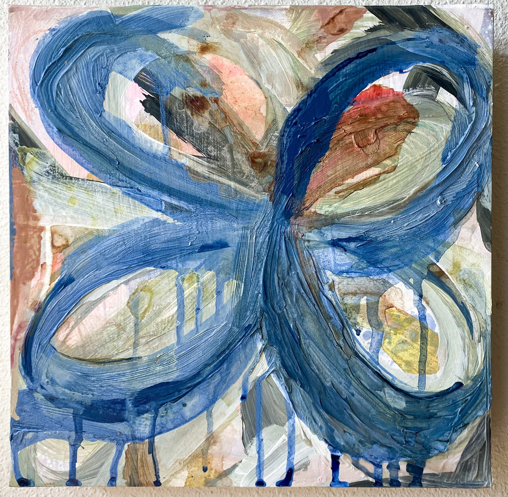 Teppichklopfer, 2024, Mixed Media on Panel, 10x10"