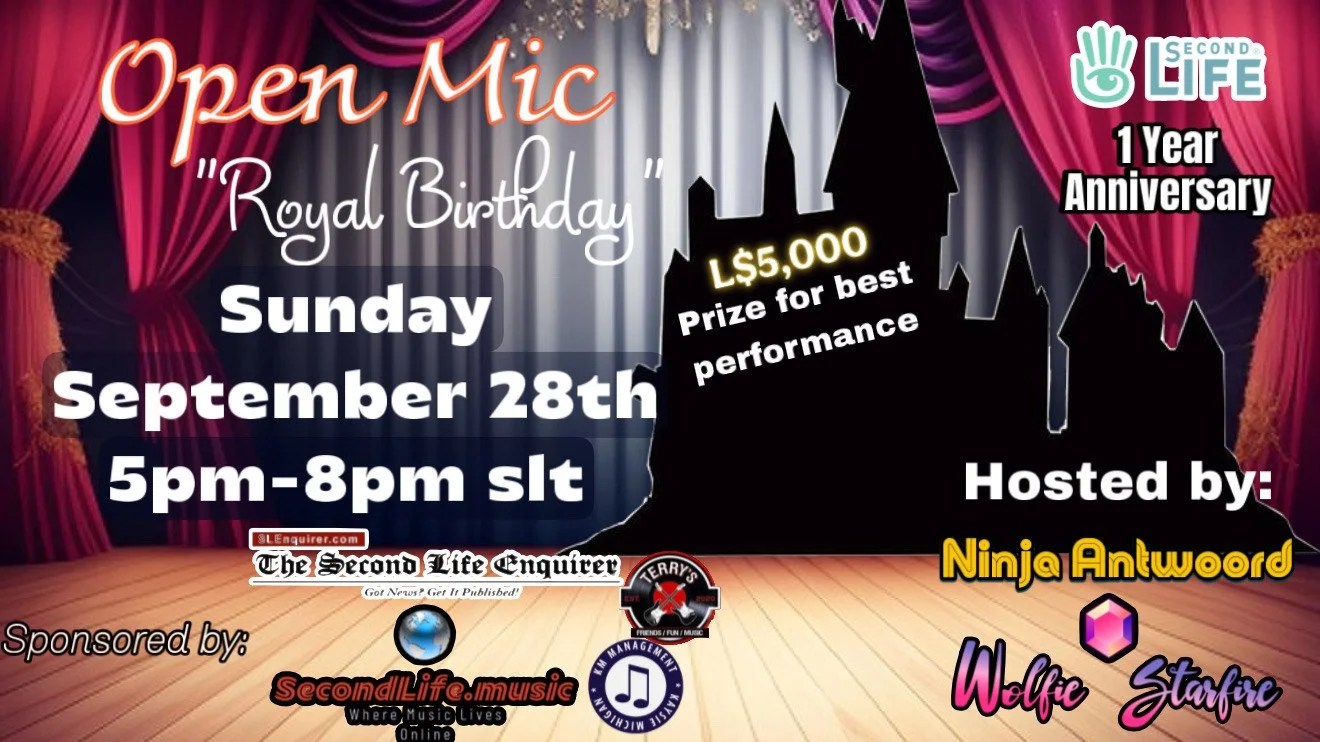 SLE Open Mic Auditions w/ Wolfie Starfire: L$5000 Grand Prize plus a spotlight feature in the sl enquirer!