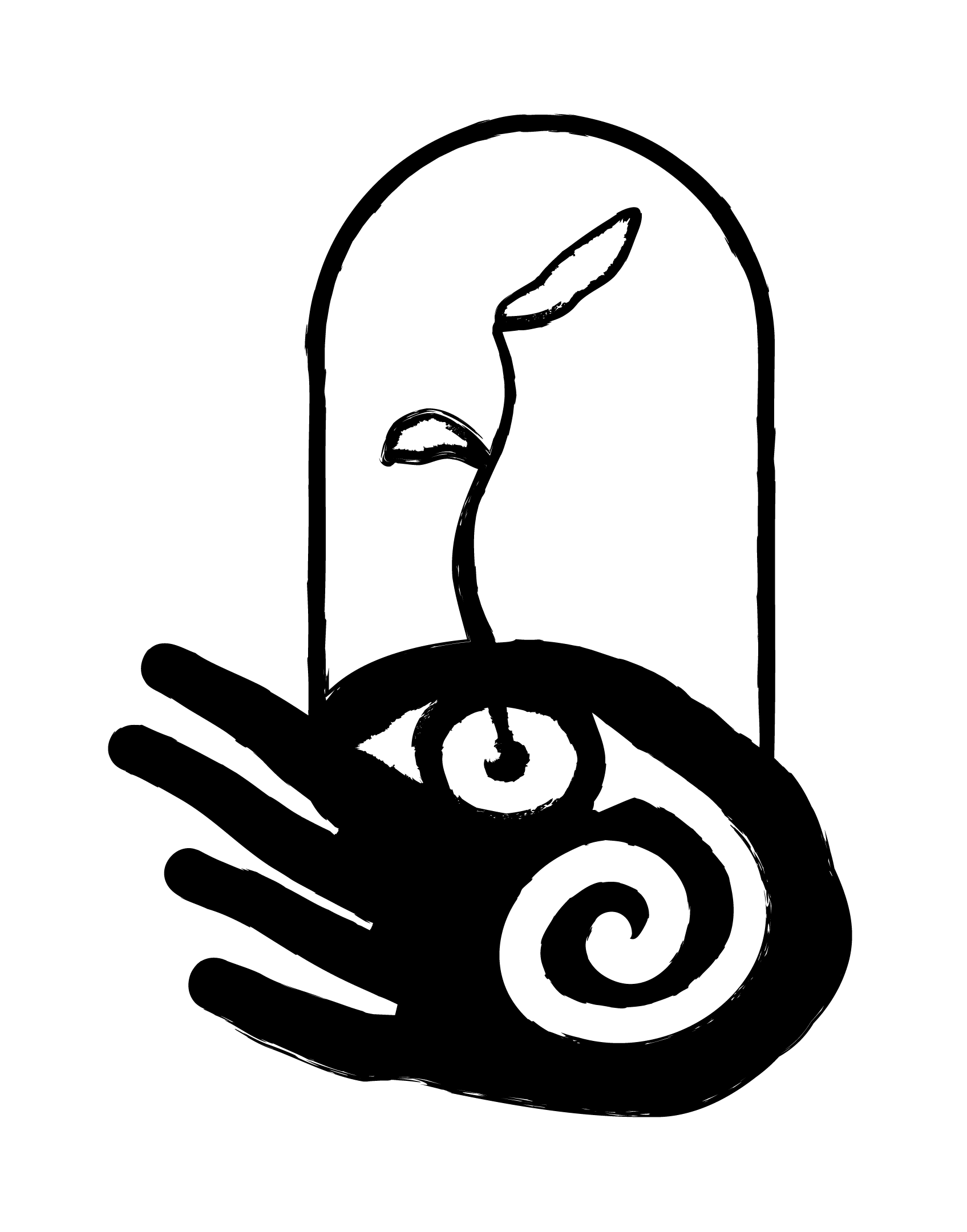 A black and white line drawing of a bird perched on a branch, with a large round body, long tail, and a small head with a beak.