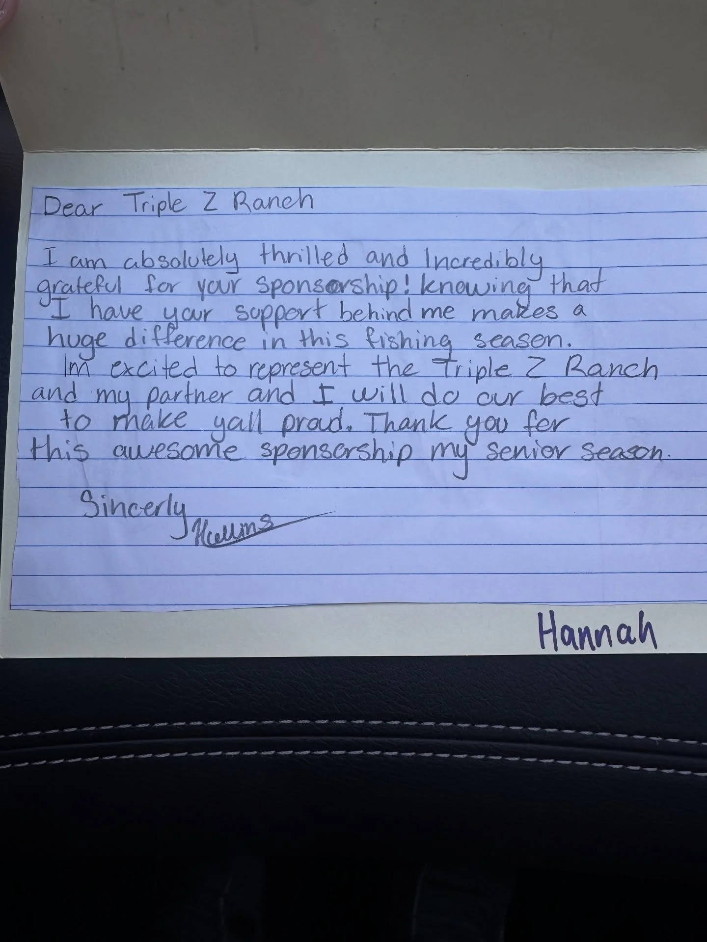 📬 a little thank you note from to one of the two high school fishing teams we’re proud to sponsor this season! 🎣🌿
At Triple Z Ranch, we’re all about supporting youth teams, veterans, and outdoor groups who share a love for the outdoors