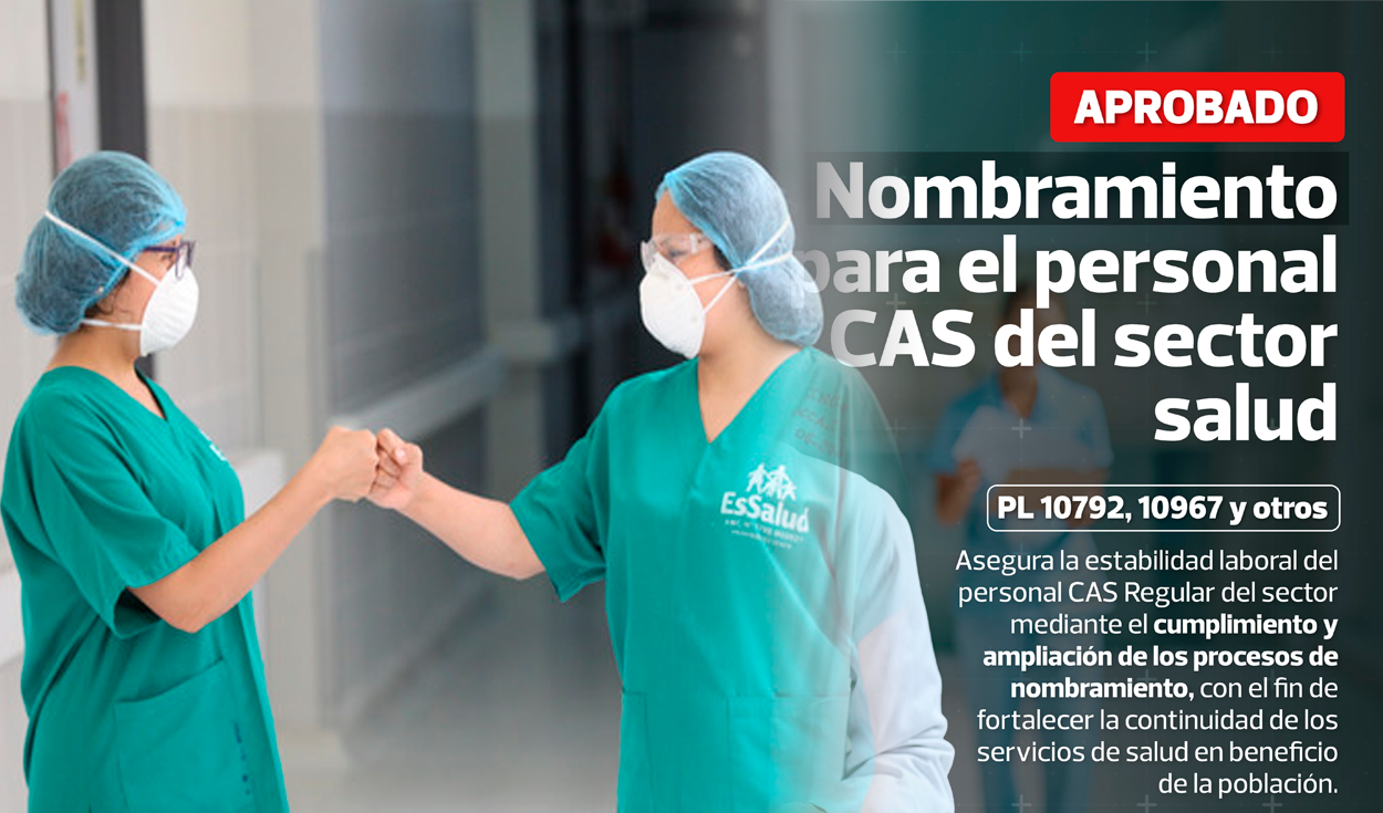 Pleno del Congreso aprueba dictamen que garantiza el nombramiento del 100% del personal de salud CAS regular