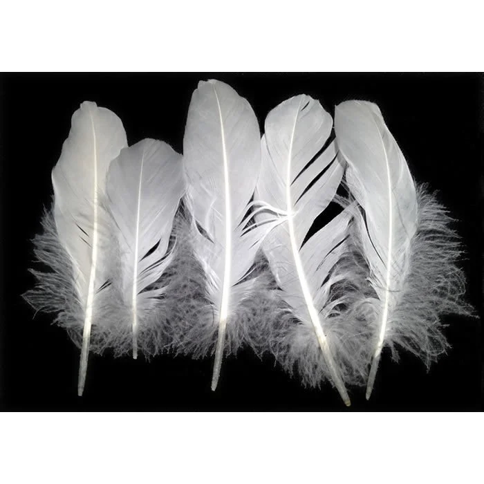 Loose, Natural White Goose Nageoires (shoulder feathers) 6-8" - per 1/2 lb
