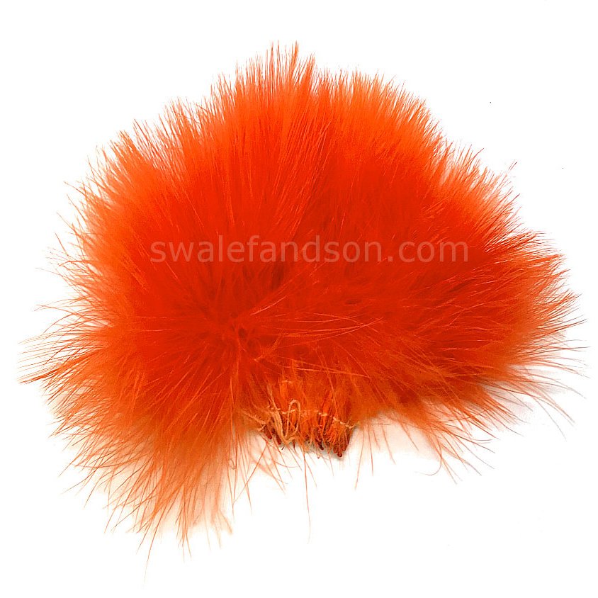 3-4" Strung Turkey Marabou Dyed Hot Orange