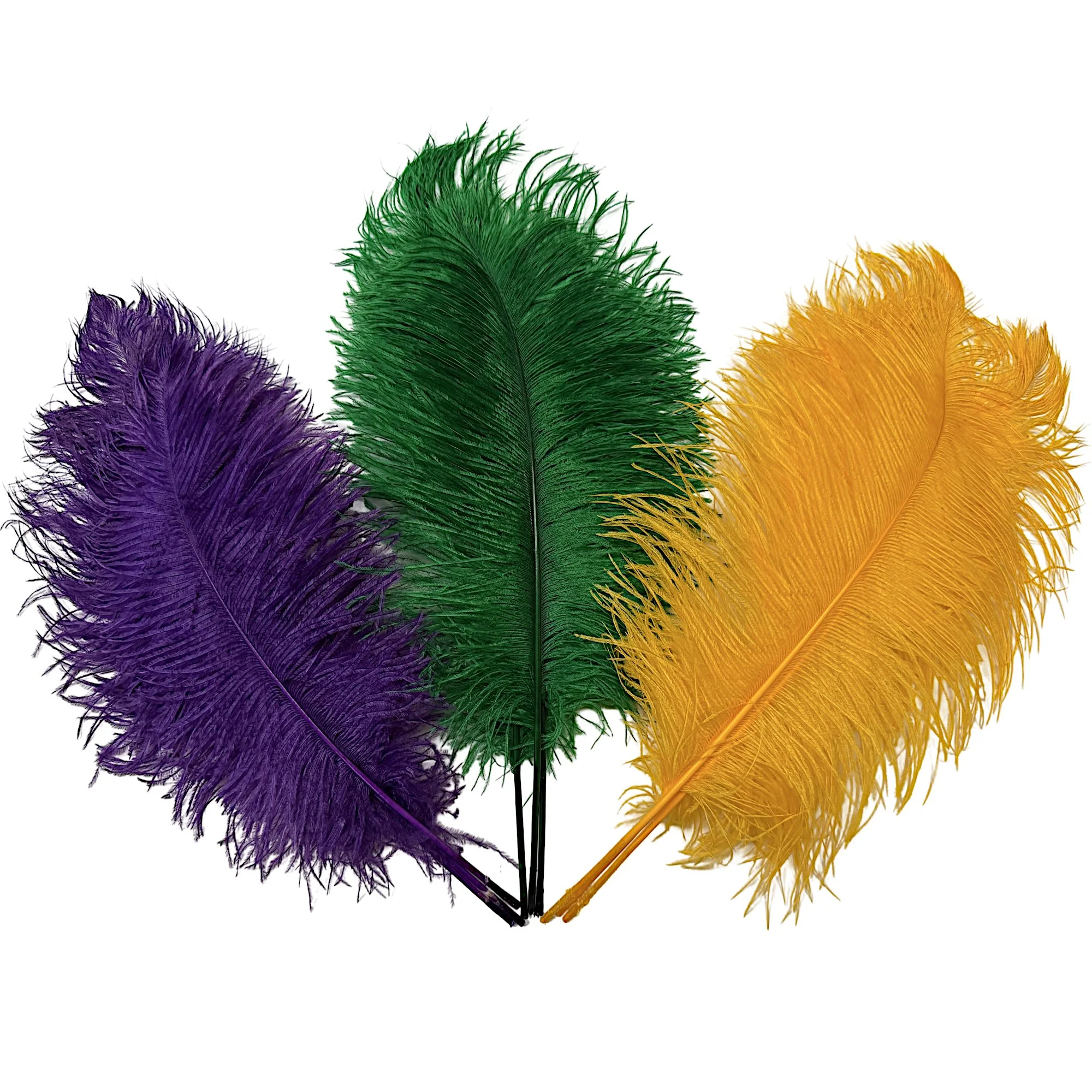 14-17" Ostrich Tail Feathers Mardi Gras Mix - per 12 feathers