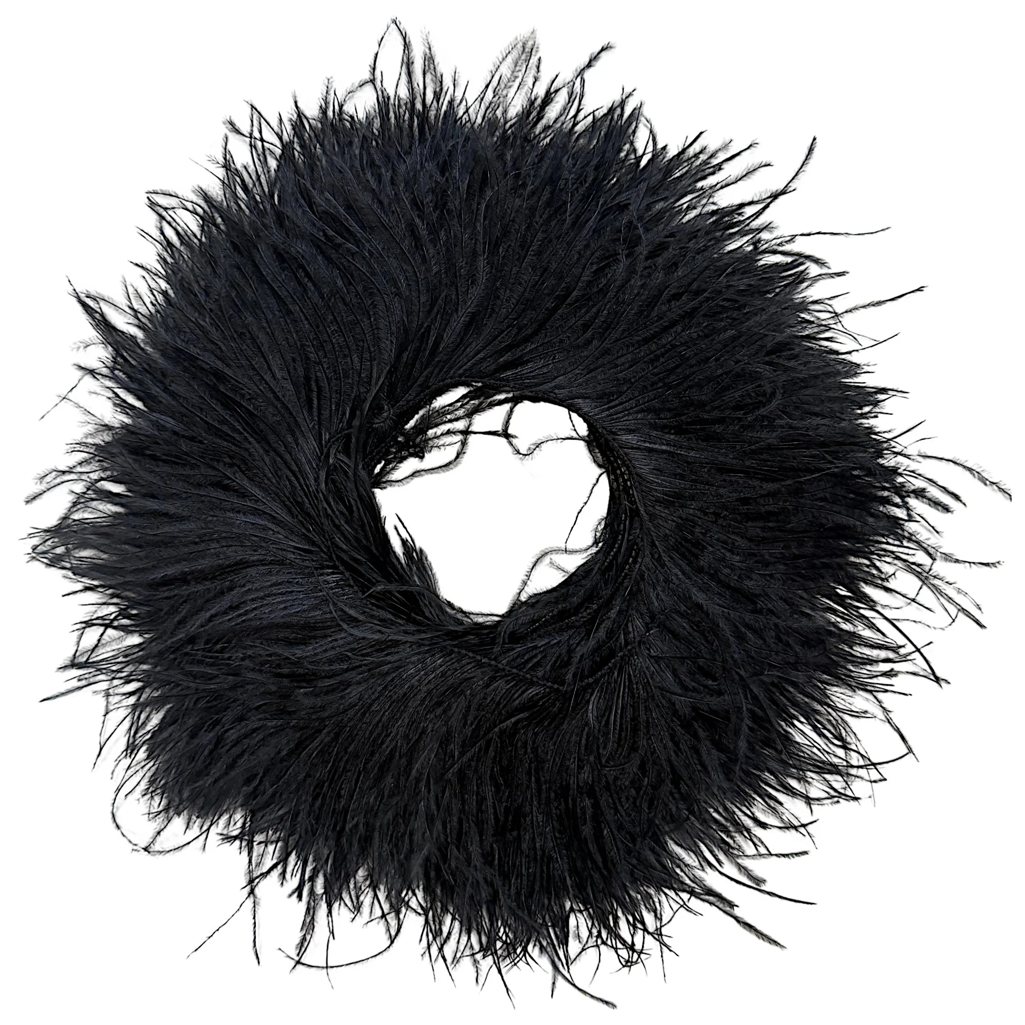 Black 2 Ply Ostrich Feather Feather Fringe - 2 yard strand