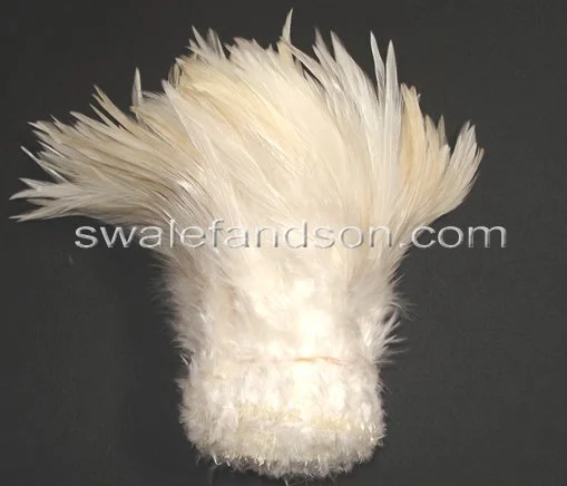 Strung Natural White Rooster Saddles - ALL SIZES