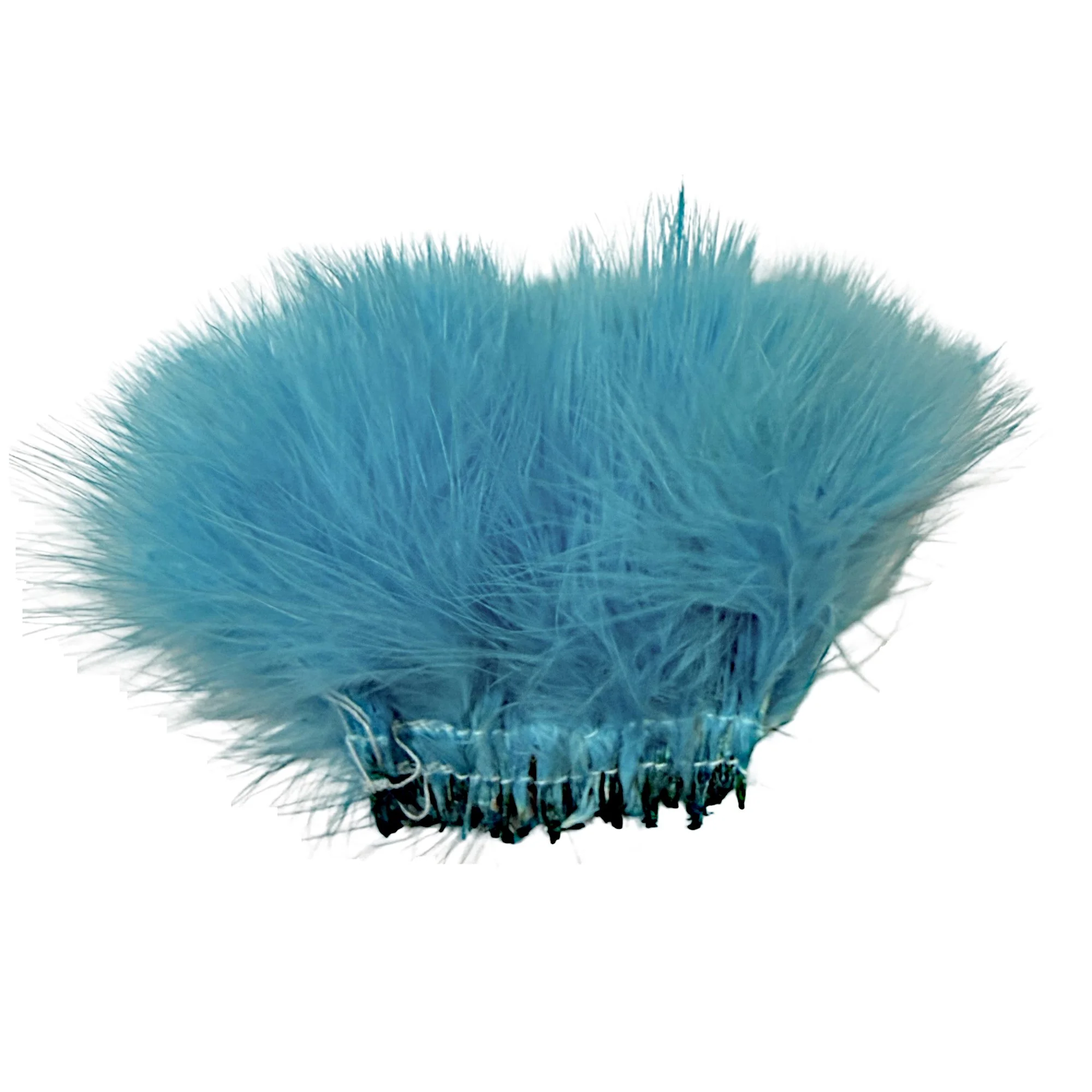 3-4" Strung Turkey Marabou Dyed Fluorescent Blue