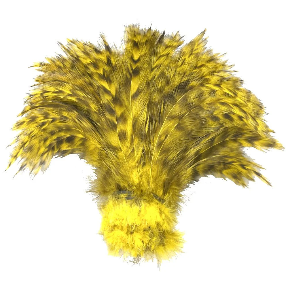 4-6" Gray Chinchilla Rooster Neck Hackle Dyed Yellow