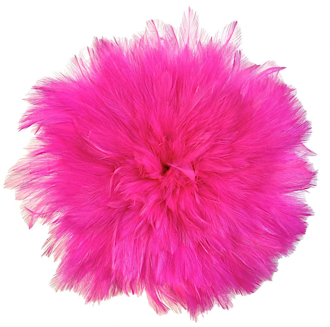 Strung Rooster Neck Hackle 4-6" Dyed Fluorescent Pink