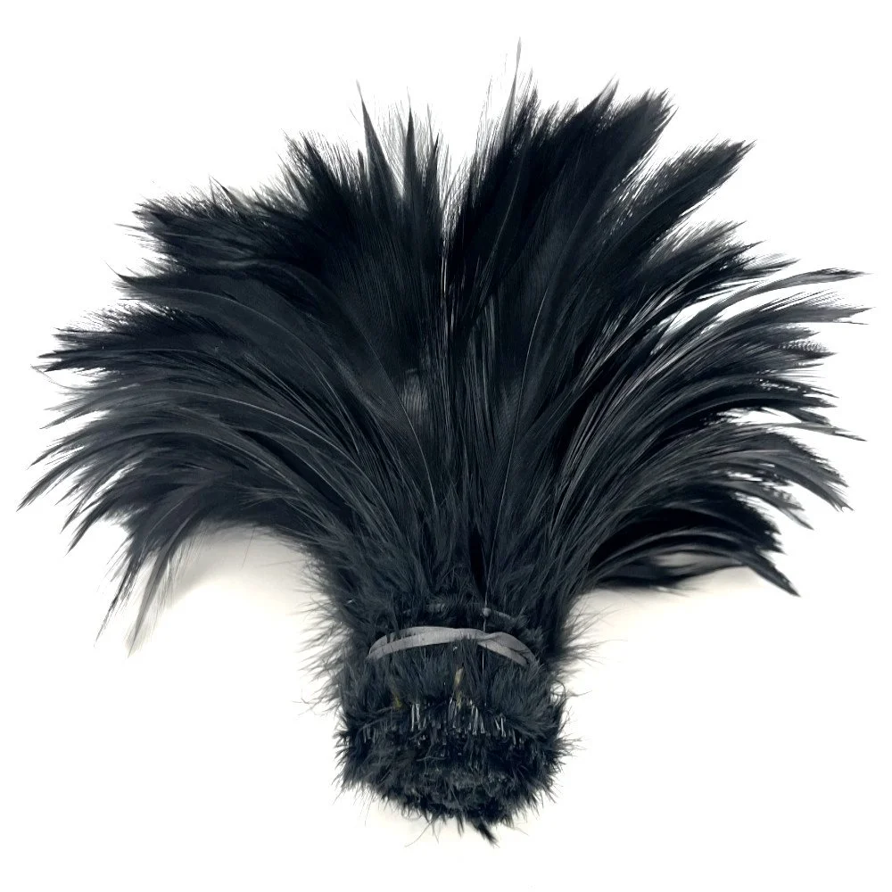 Strung Rooster Neck Hackle 4-6" Dyed Black