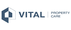 Logo for VITAL Property Care with a stylized Hexagon icon
