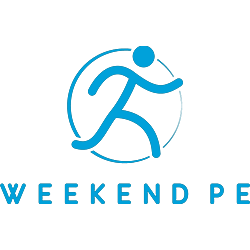 Logo with a stylized figure running inside a circle and the text 'WEEKEND PE' below.