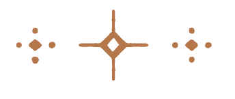 Stylized logo with a central star-like shape and symmetrical decorative elements on either side