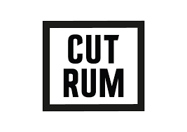 A black-and-white logo with the text 'CUT RUM' inside a square outline