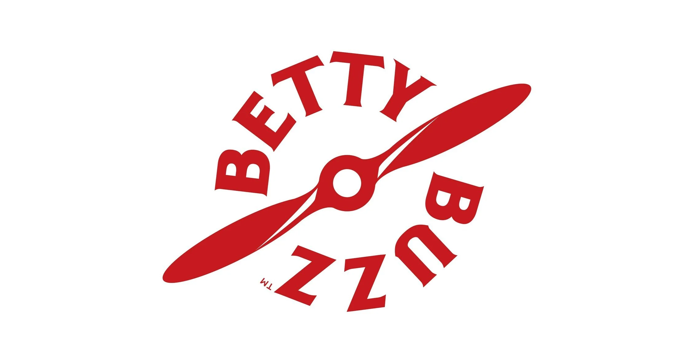 Red bakery logo featuring a spray of a baker's peel with the words 'BettY BuzZ' in a circular arrangement around it.