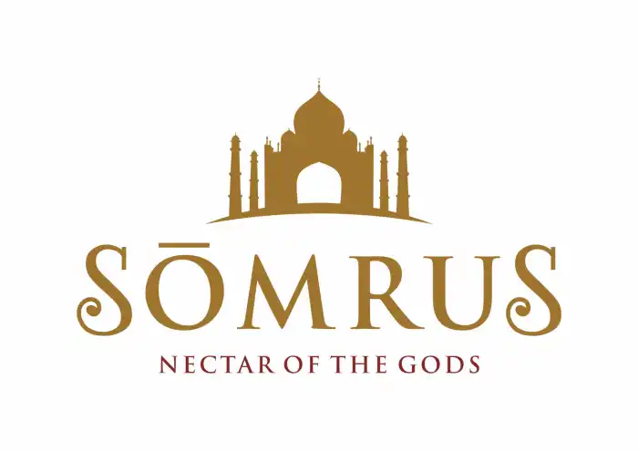 Logo featuring a golden silhouette of the Taj Mahal with the text 'SOMRUS' below and 'NECTAR OF THE GODS' underneath.