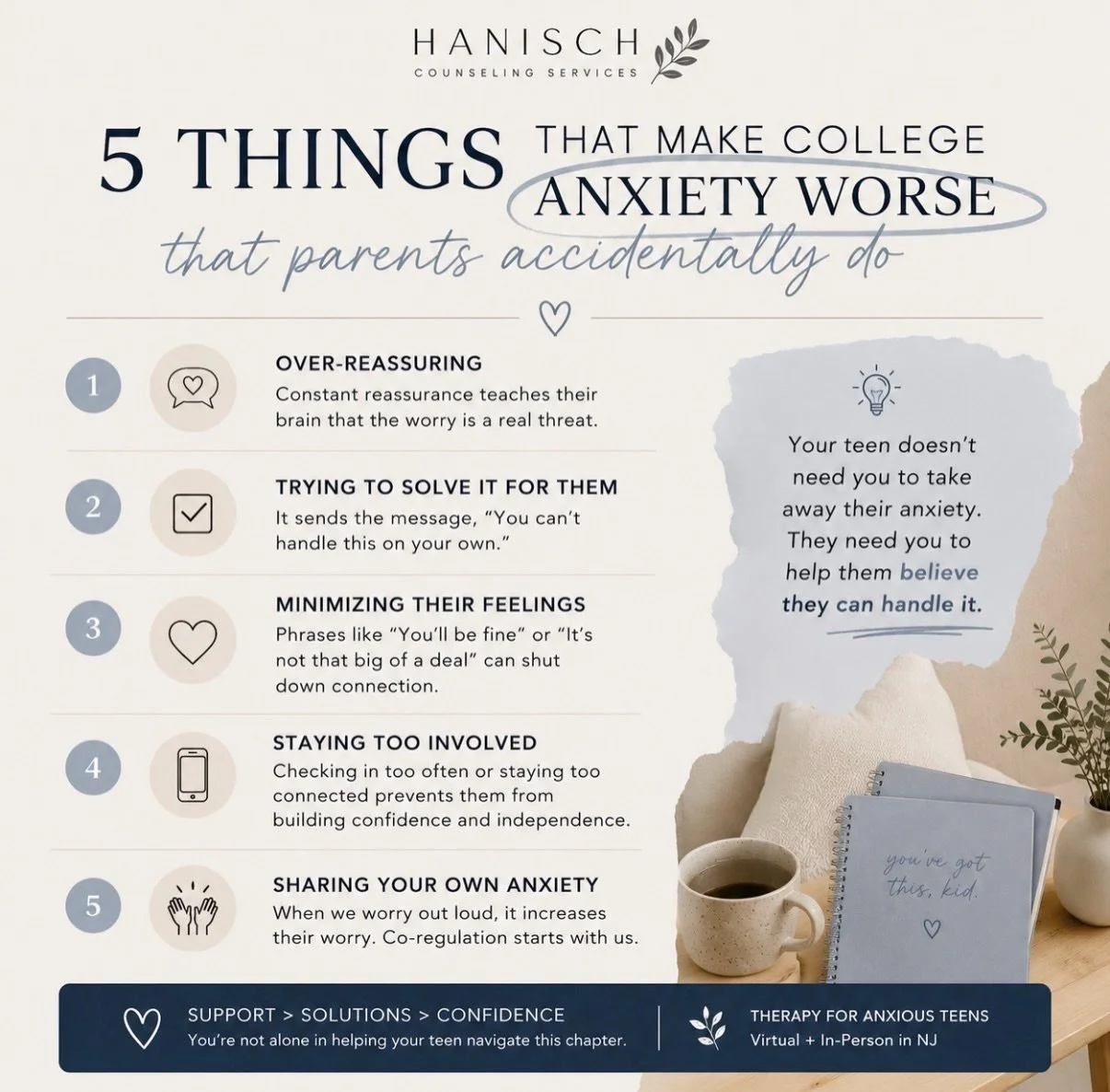 Sending your teen off to college can bring up a lot of emotions &mdash; for them and for you. 🤍

And while every parent wants to help, some well-meaning responses can accidentally make anxiety feel even bigger.

Things like:
&bull; constantly reassu