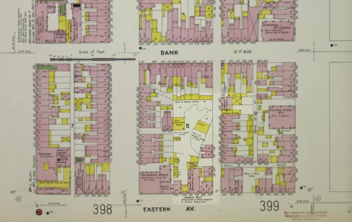 Ales Pottery and Decorating Works   was a small, early-20th-century ceramic decoration business located at 1412–1418 Eastern Avenue (and 400–414 S. Spring Street) in East Baltimore. 