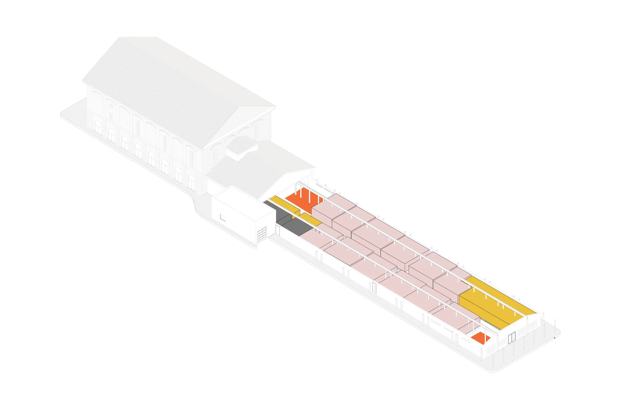 6 / NEW PROGRAM New retail and seating areas bookend the market and entice customers outside the market to come into the space.