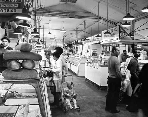 1970s Despite its historic value, the market fell into decline amid decades of disinvestment and the damaging impact of the nearby “Highway to Nowhere,” which divided communities and weakened the local economy. (A. Aubrey Bodine Archive)