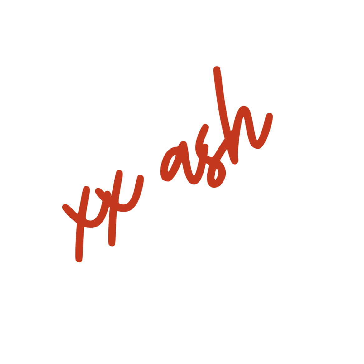 Black t-shirt with red handwritten text that reads 'ypx ash'.