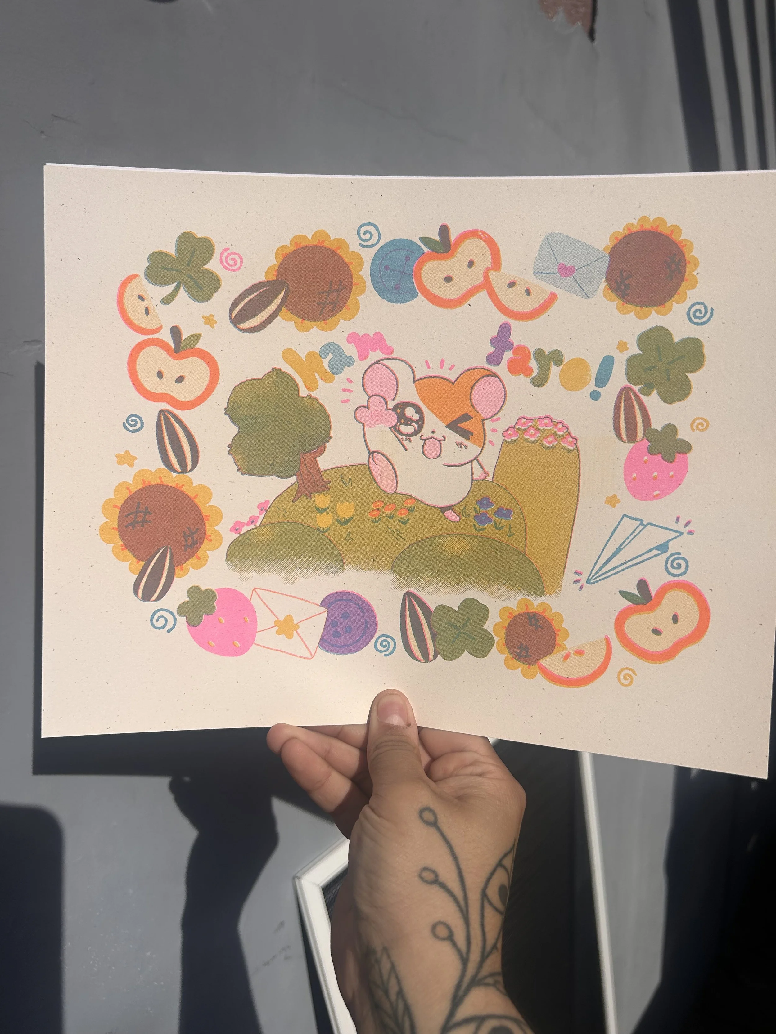 Hamtaro Risograph Print