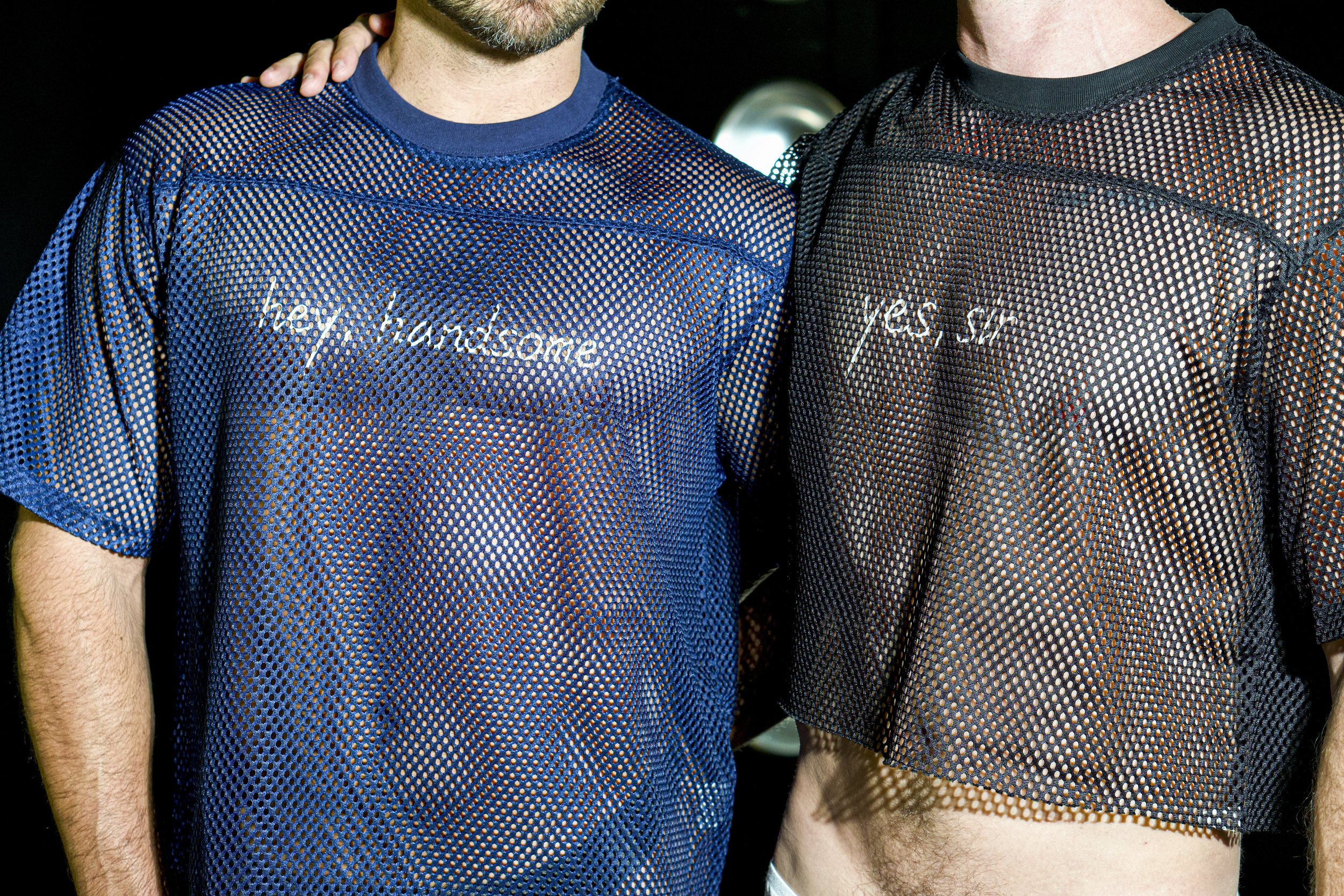 hey, handsome & yes, sir mesh tees