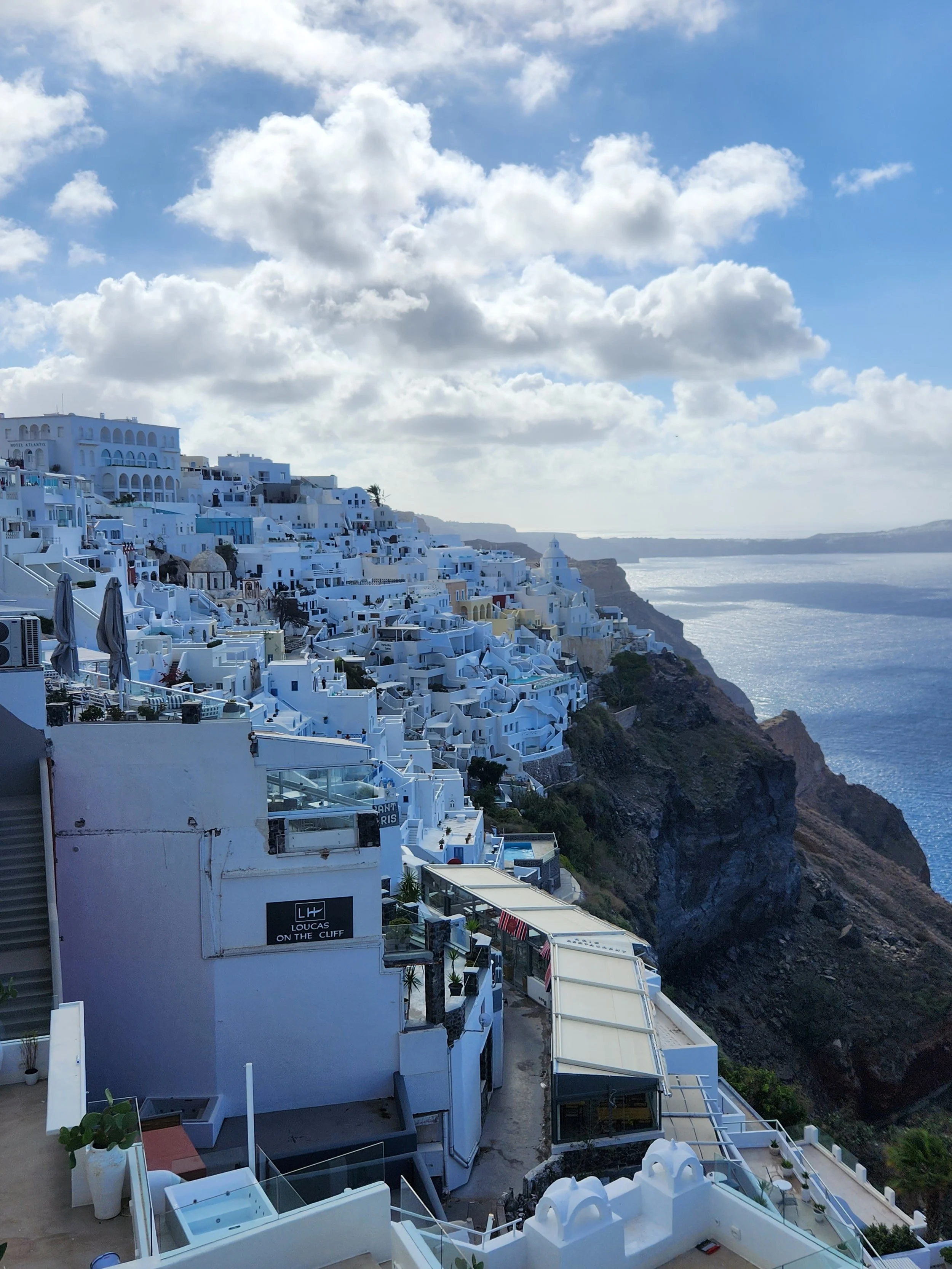 cliff side dining in Santorini
