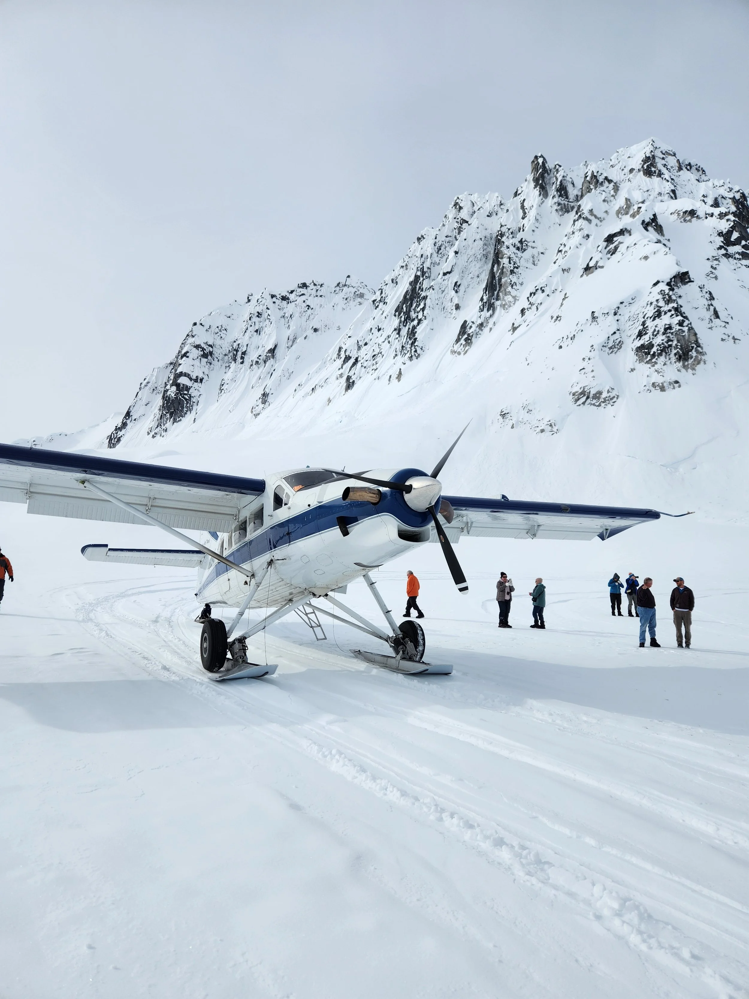 Landing on a glacier for a hike