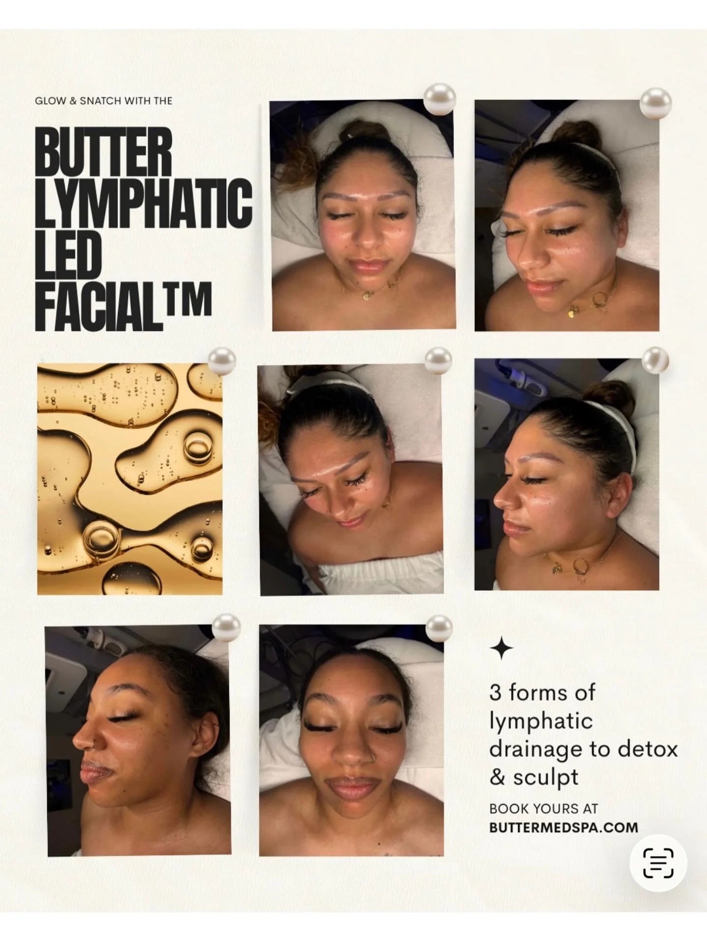 The glow speaks for itself. ✨

Our Butter Lymphatic LED Facial&trade; combines three forms of lymphatic drainage to detox, sculpt, and leave your skin visibly lifted and glowing.

Your new favorite facial is waiting.

Book now at buttermedspa.com.