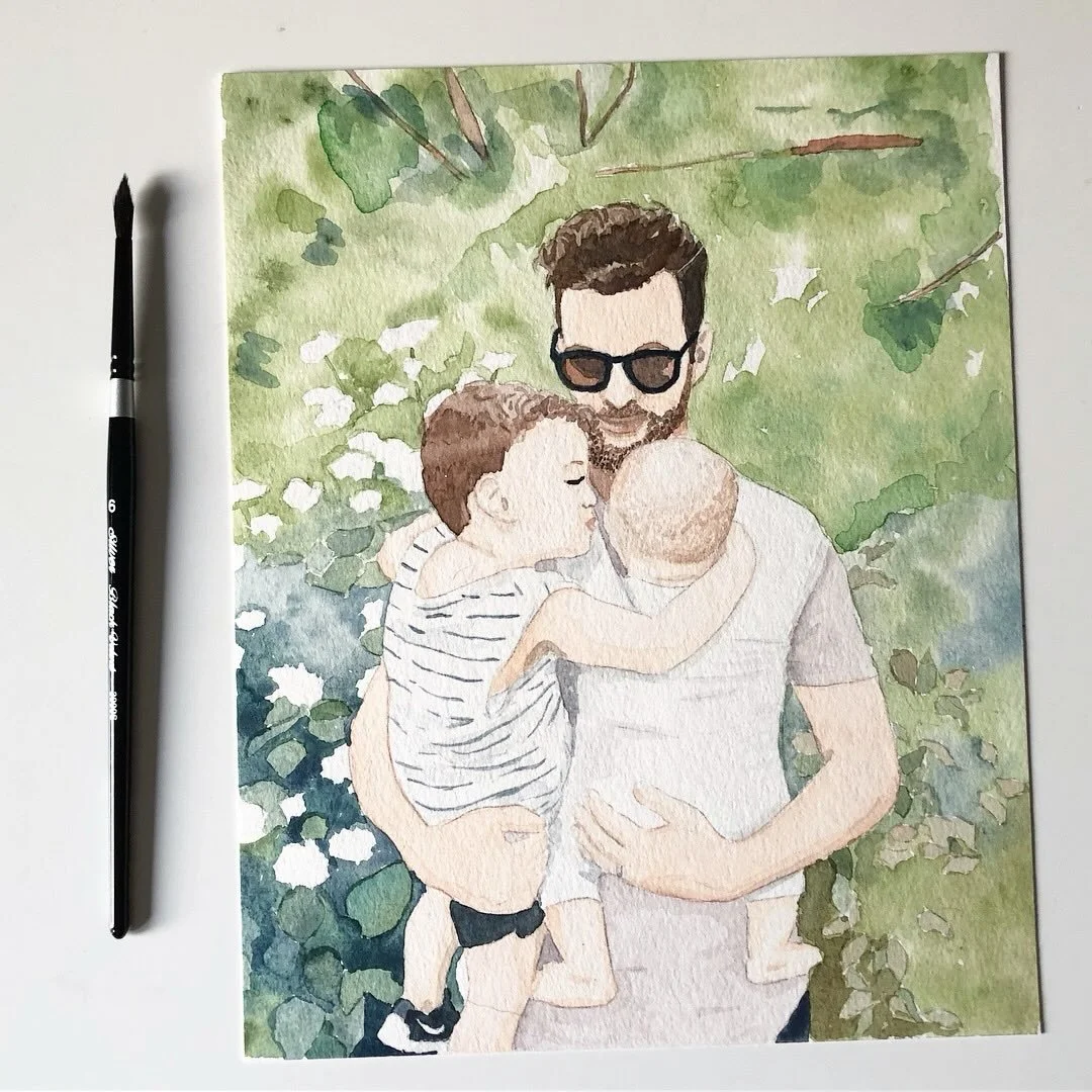 cleaning up my camera roll (because it&rsquo;s 30,000+ photos deep and my phone is protesting) and found this old gem. this was my first officially commissioned watercolour portrait from someone who wasn&rsquo;t @justthreeapples 🩵