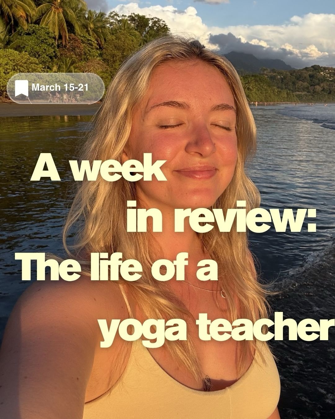 Every week we have the chance to find joy, connection, and improvement. There are some moments that are imperfect, some that are hard, and some that make all the work worth it. 

Here&rsquo;s how my week went as a full-time yoga teacher. Tune in next