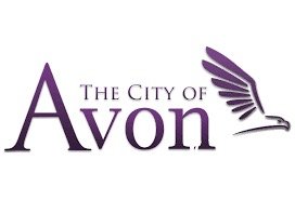 Logo for The City of Avon featuring a stylized purple winged figure.