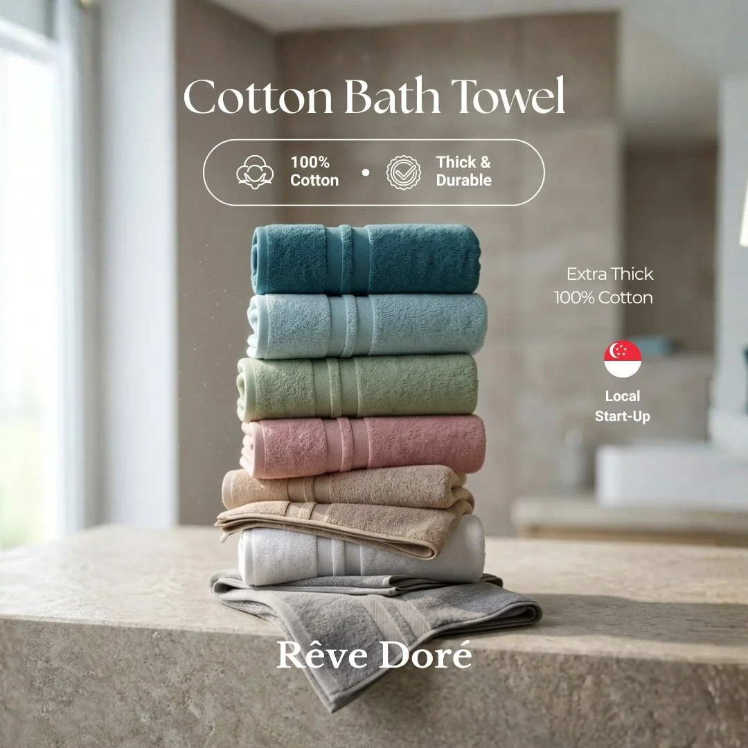 Reve Dore 100% Cotton Bath Towel Extra Absorbent Extra Thick | Bath Towel | Gym Towel | Face Towel - 7 Colours