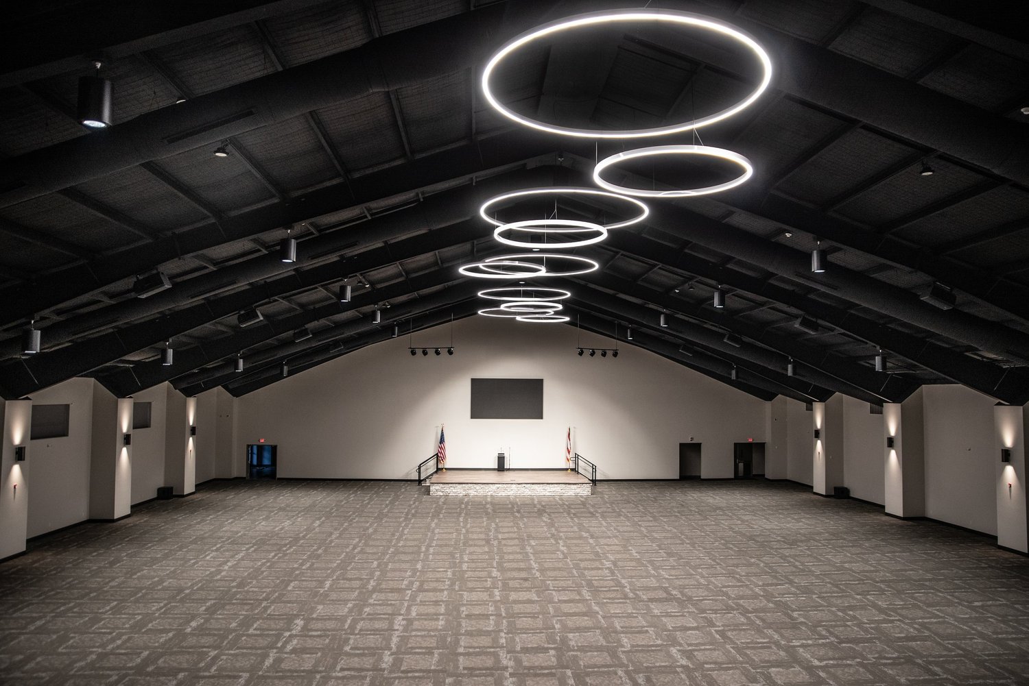 The Grand Hall event space at Tower Event and Conference Center in Marietta, Ohio