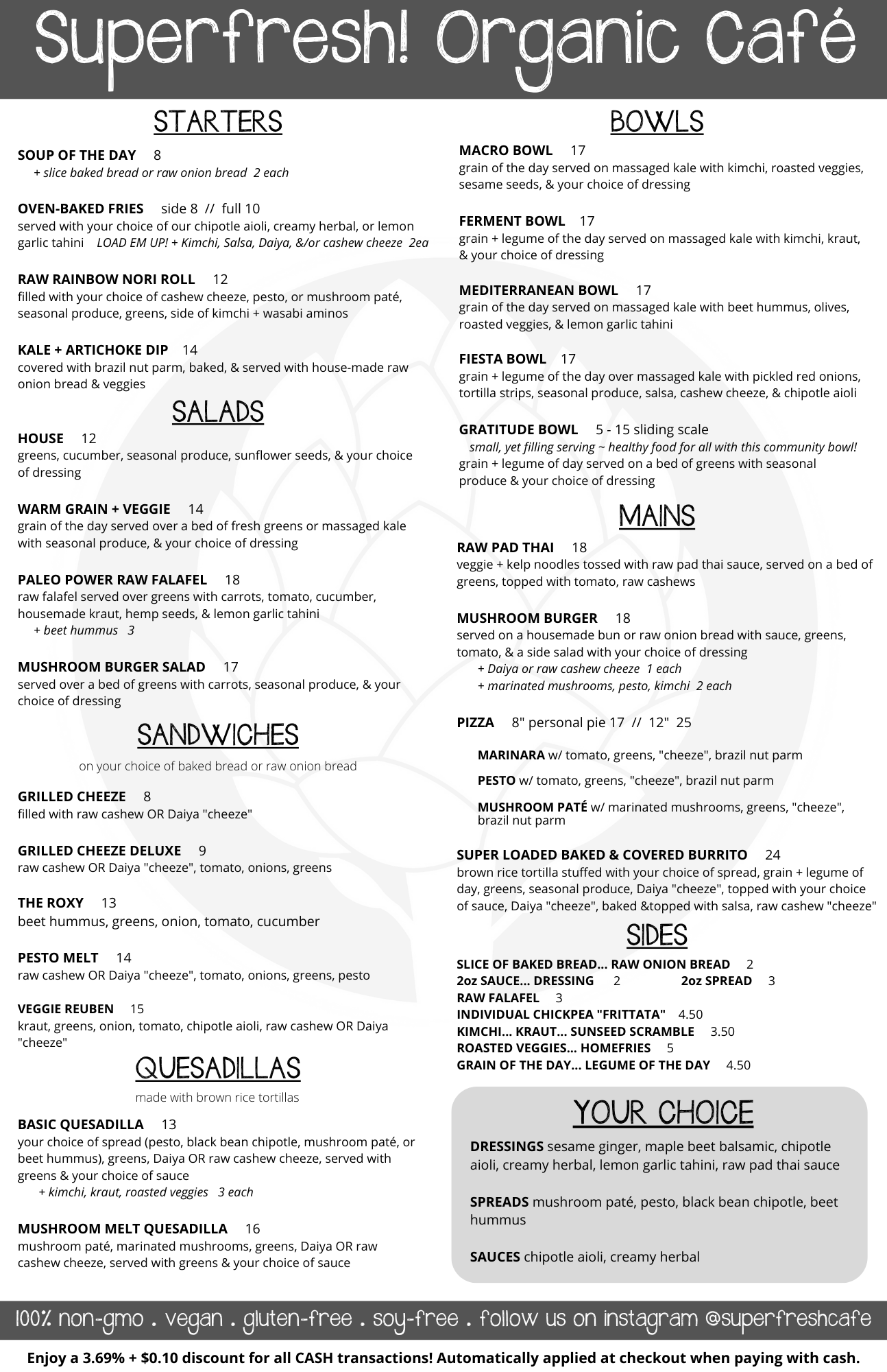 Menu — Superfresh! Organic Café