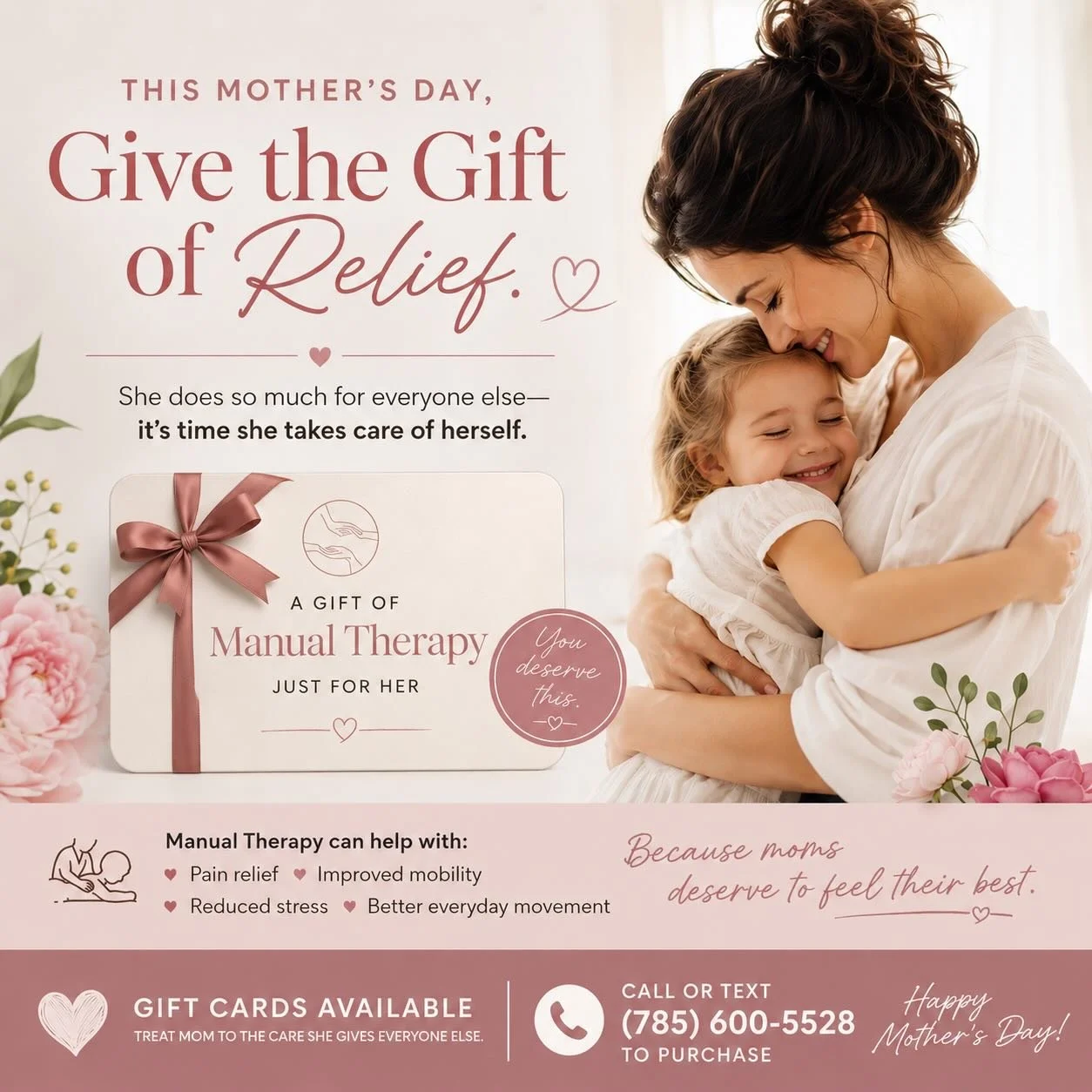 A Manual Therapy Gift Card from The Needle Doc is a thoughtful way to help Mom relax, move better, and feel her best. 🌸

Each treatment session is customized to what her body needs and may include:
✨ Manual therapy
✨ Massage
✨ Dry needling
✨ Cupping