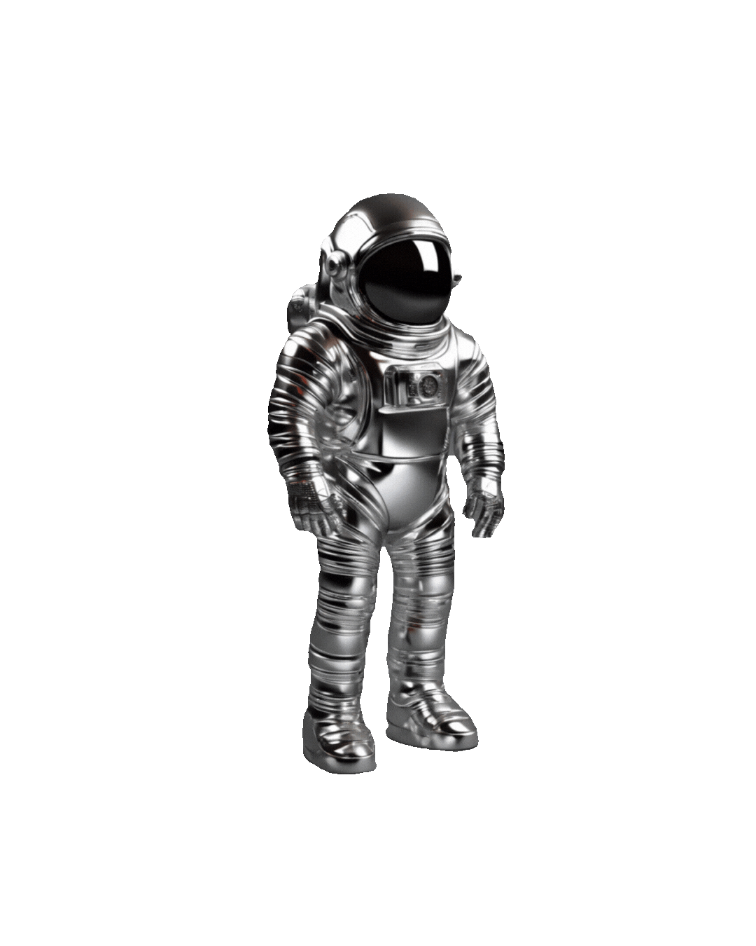 Silver astronaut suit on a green background