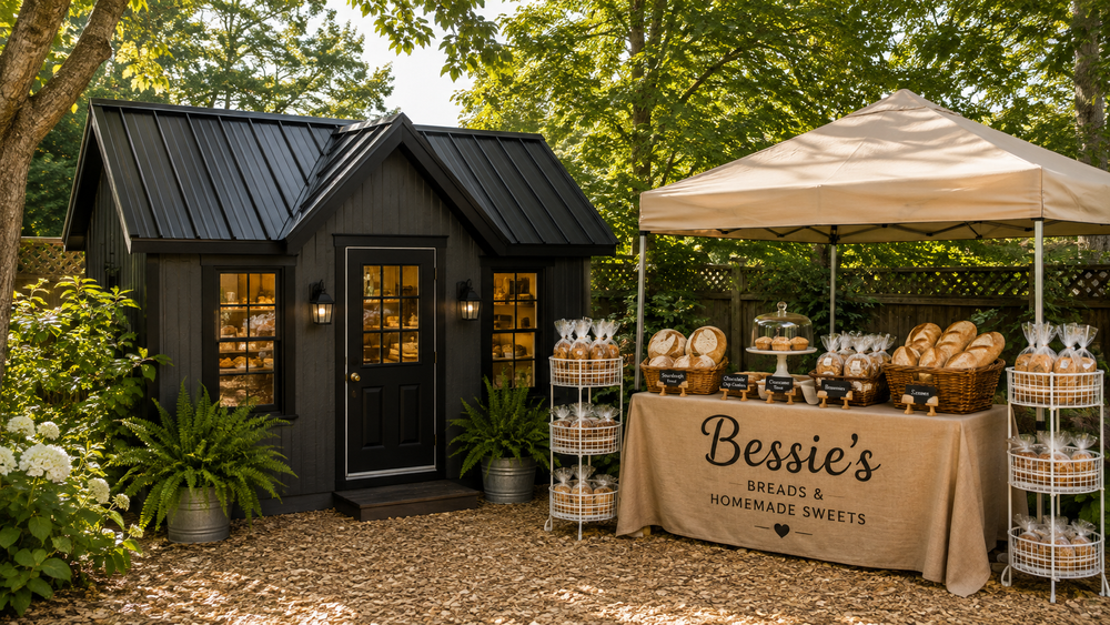 Bessie’s cottage and outdoor bakery display