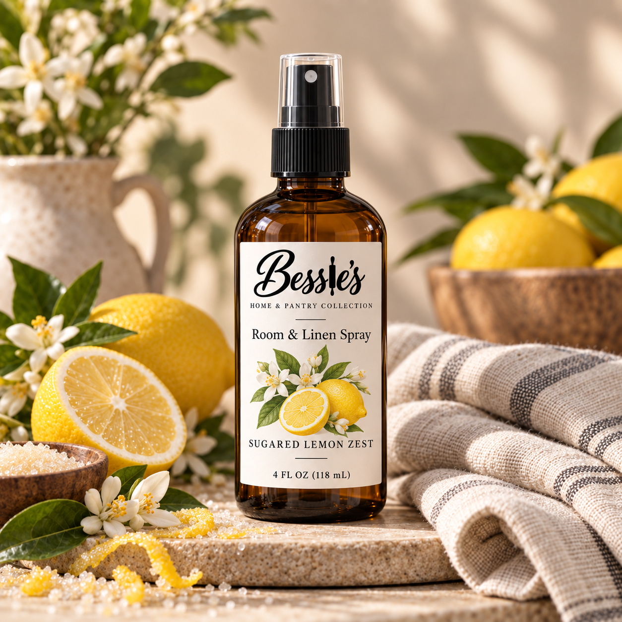 Sugared Lemon Zest Room & Linen Spray-4oz Bottle