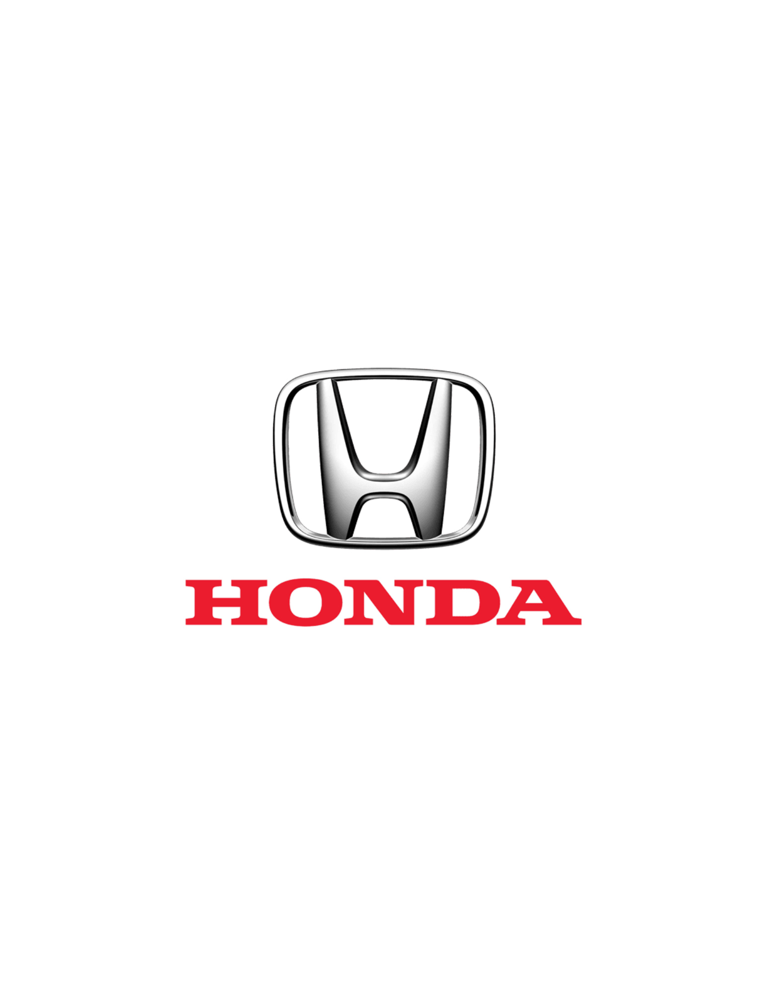 Honda logo with a chrome 'H' and text in red.