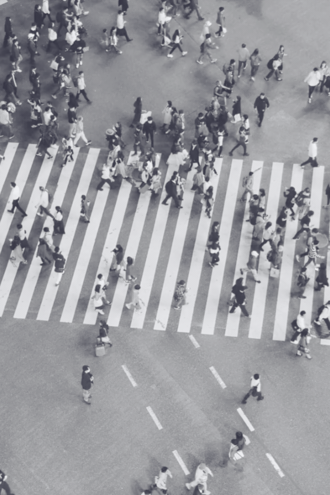busy pedestrian crossing in city