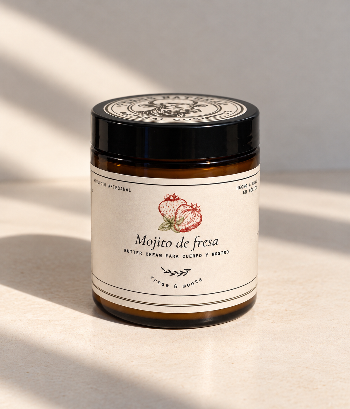 Crema sebo de res con esencia refrescante de fresa y menta - Purus natural