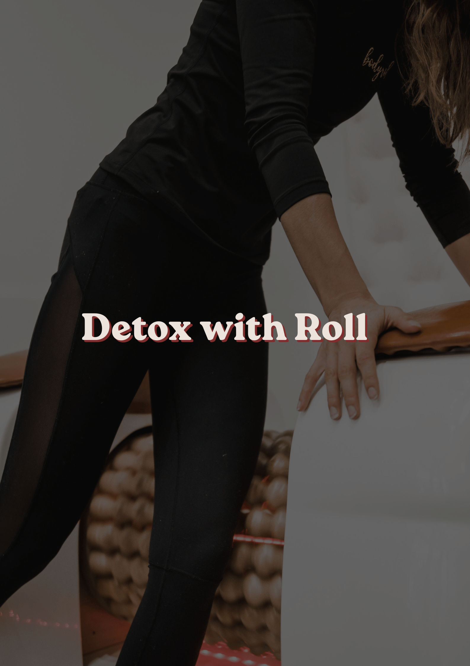 A woman performing a yoga pose on a mat, wearing black athletic clothing with the words 'bodyful' visible.