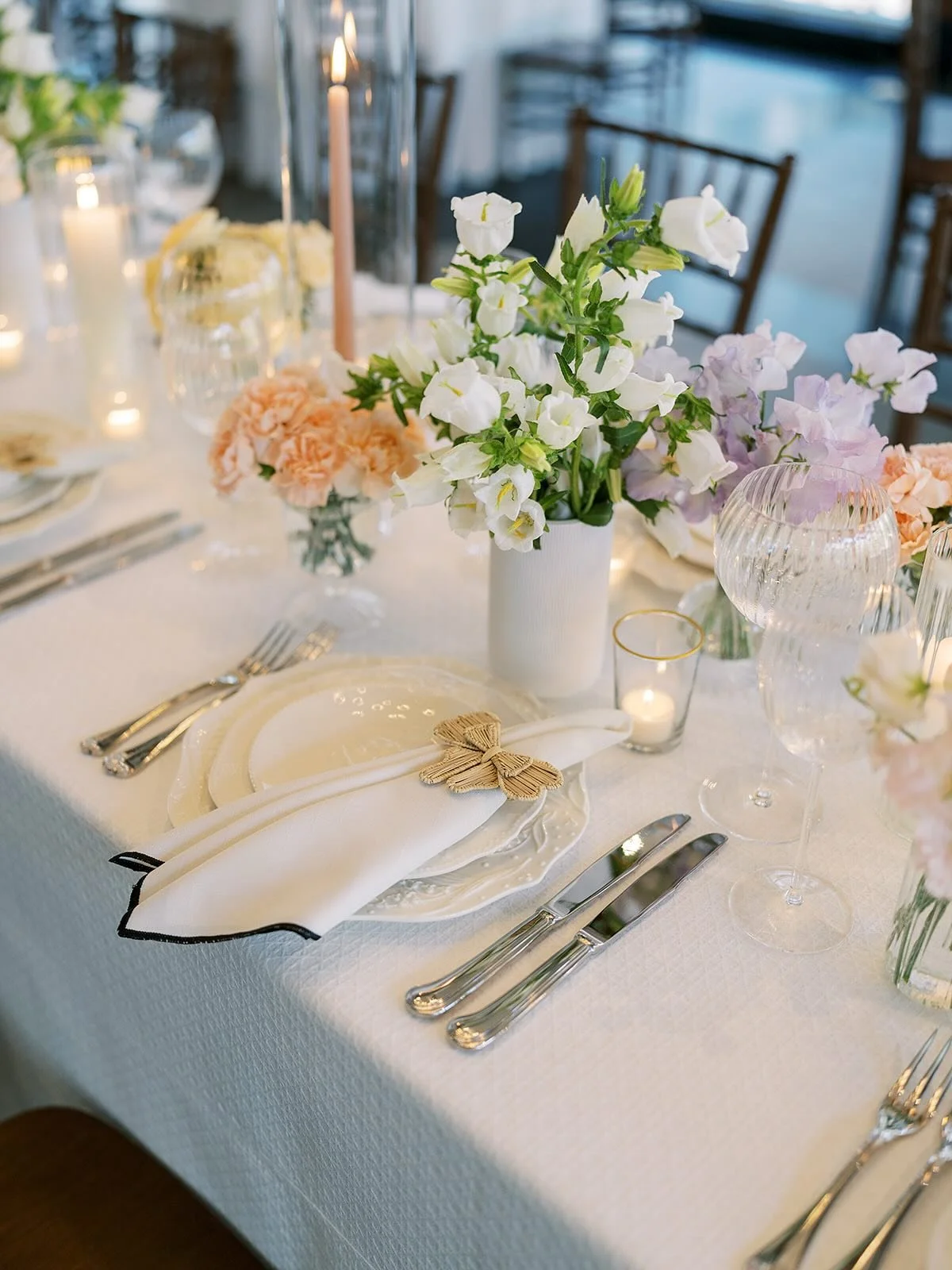 A crisp pastel spring soir&eacute;e in the light filled @nycboathouse in NYC this past April, complete with blush and lavender sweet pea, a gelato cart and the prettiest table details 🤍

Wedding Planner &amp; Designer: @kbellaevents
Photographer: @s