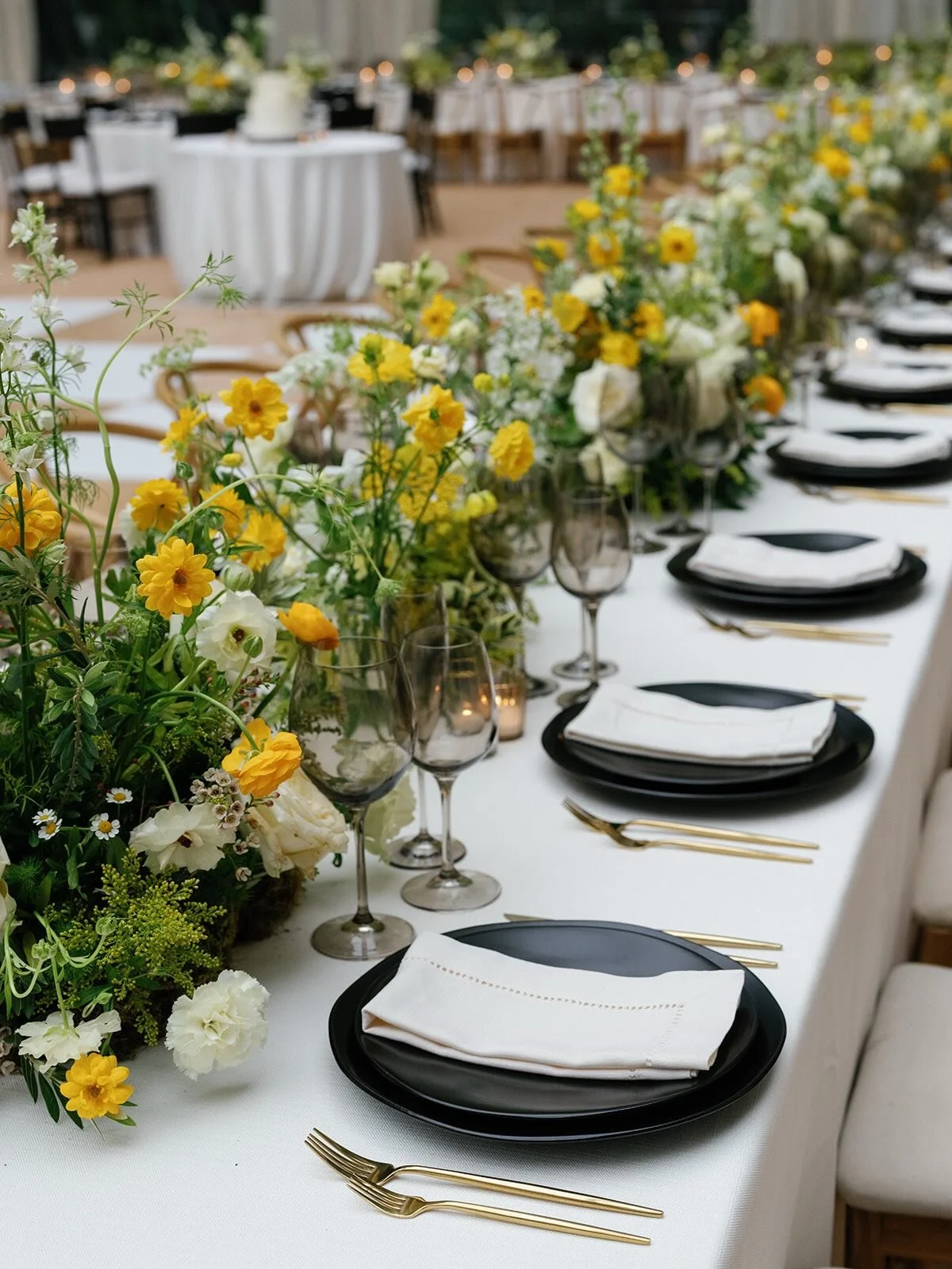 We loved the yellow and cream palette, textures and chic wildflower-meets-modern style of this design for the chic wedding of D &amp; J a few weeks back. 

Nestled in the Middleburg countryside, the family property offered a beautiful natural environ