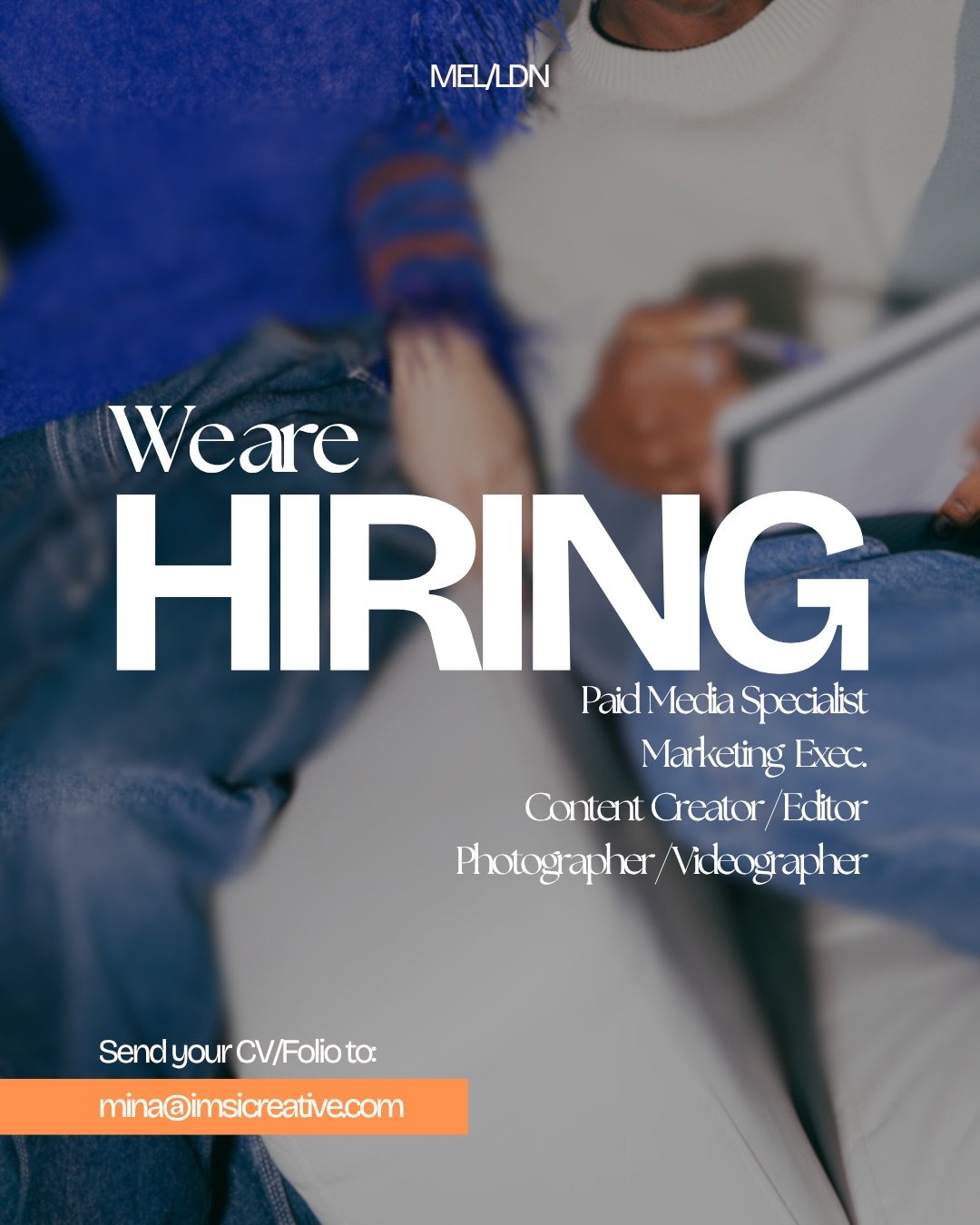 WE&rsquo;RE HIRING

Looking for strong operators across paid, marketing, content and video.

If your work speaks for itself, we want to see it.
If you want to work across great brands in hospitality, fashion &amp; lifestyle, get in touch. 

Full Time