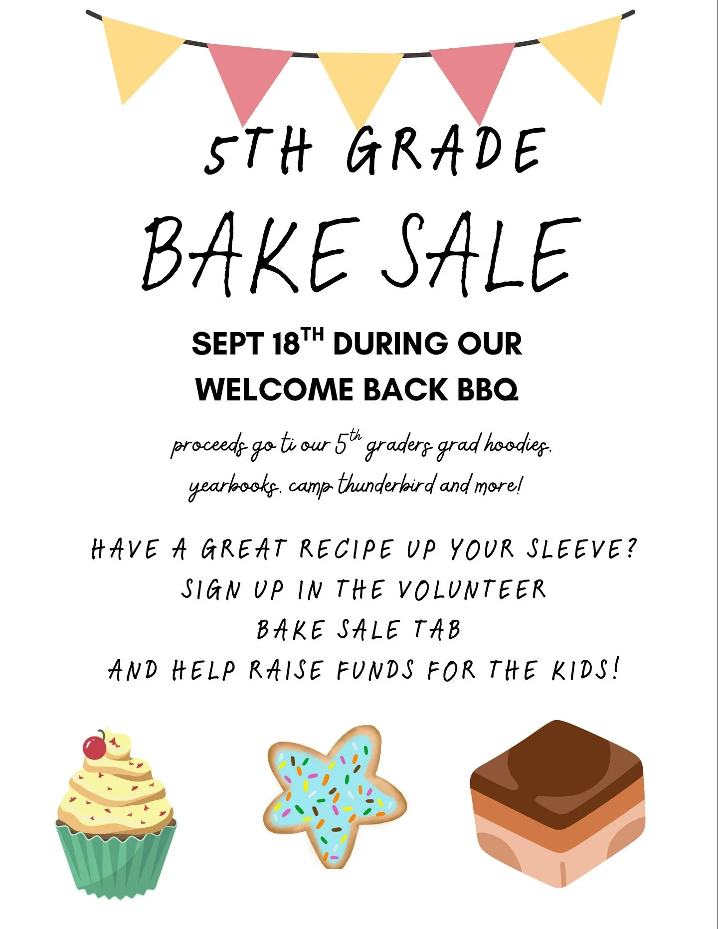 Calling all bakers and sweet tooths! π§‍π³π¨‍π³πͺπ§
Sign up to volunteer and/or purchase some sweet treats at the upcoming Welcome BBQ on Sept 18th.
β¨Thank you to all the amazing parents that make Cordova Bay Elementary so special for the ki