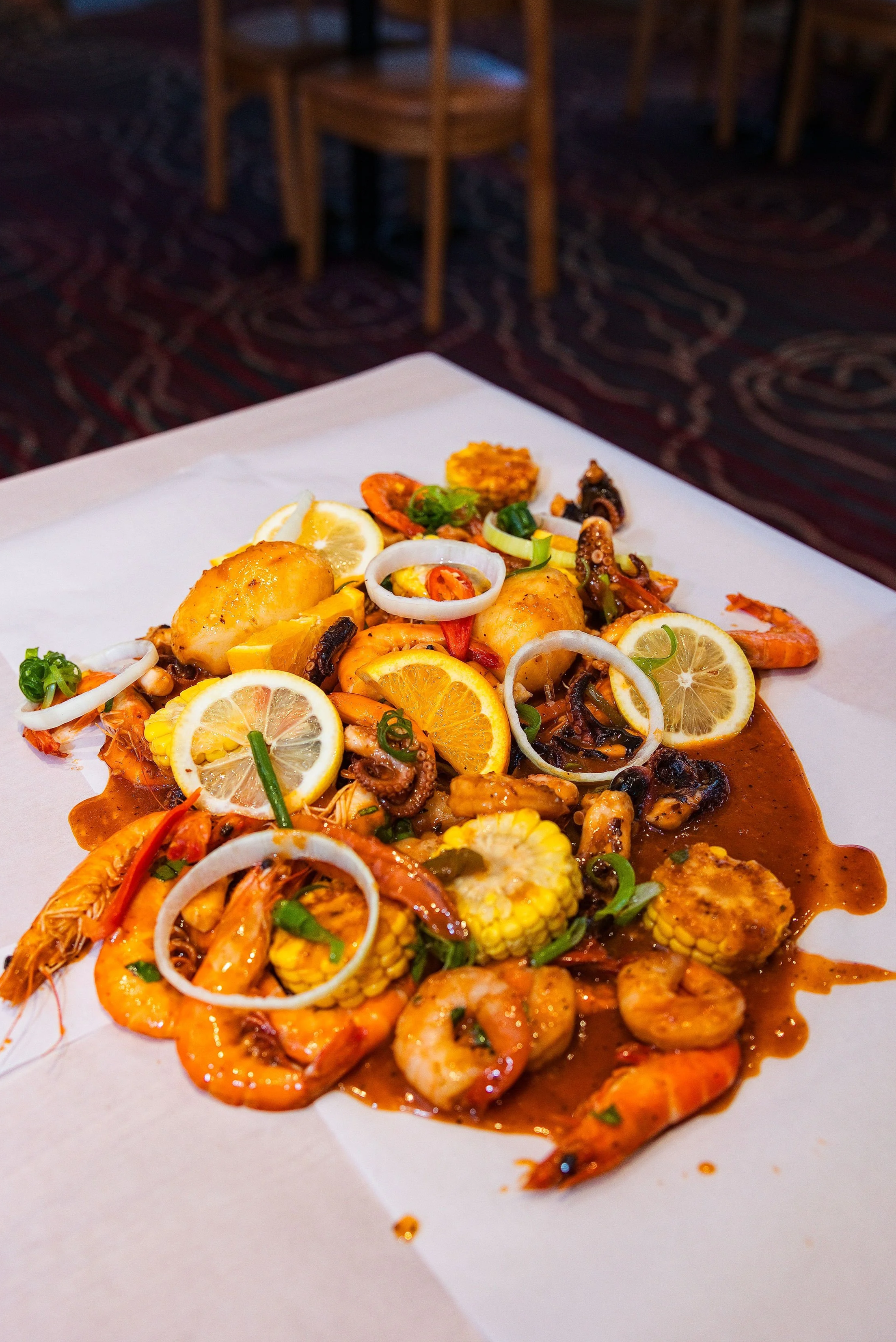 Oceania Royale Prawn Bag with prawns and baby octopus at Lusso Tapas Blacktown